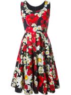 Dolce & Gabbana Daisy And Poppy Print Dress, Women's, Size: 44, Cotton