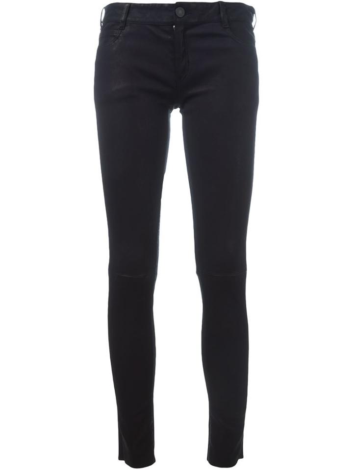 Drome Skinny Leather Trousers, Women's, Size: S, Blue, Leather
