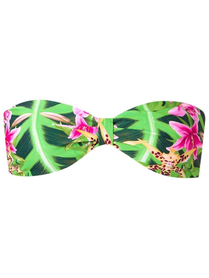 Blue Man Printed Bandeau Bikini Top, Women's, Size: G, Green, Lyocell