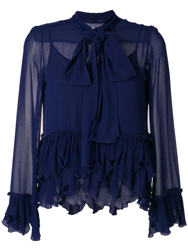 See By Chloé Frilled Pussy Bow Blouse - Blue