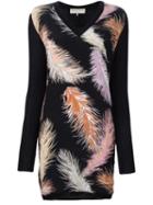 Emilio Pucci Feather Print Knitted Dress