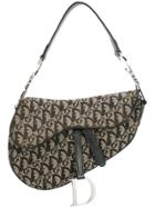 Christian Dior Vintage Trotter Pattern Saddle Handbag - Black