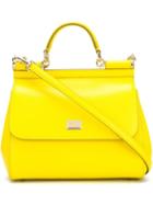 Dolce & Gabbana Medium 'sicily' Tote, Women's, Yellow/orange, Leather