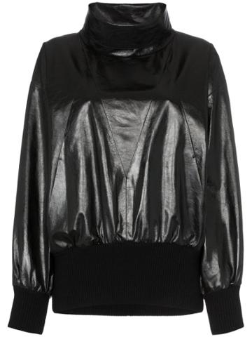 Givenchy Oversized High Neck Leather Top - Black