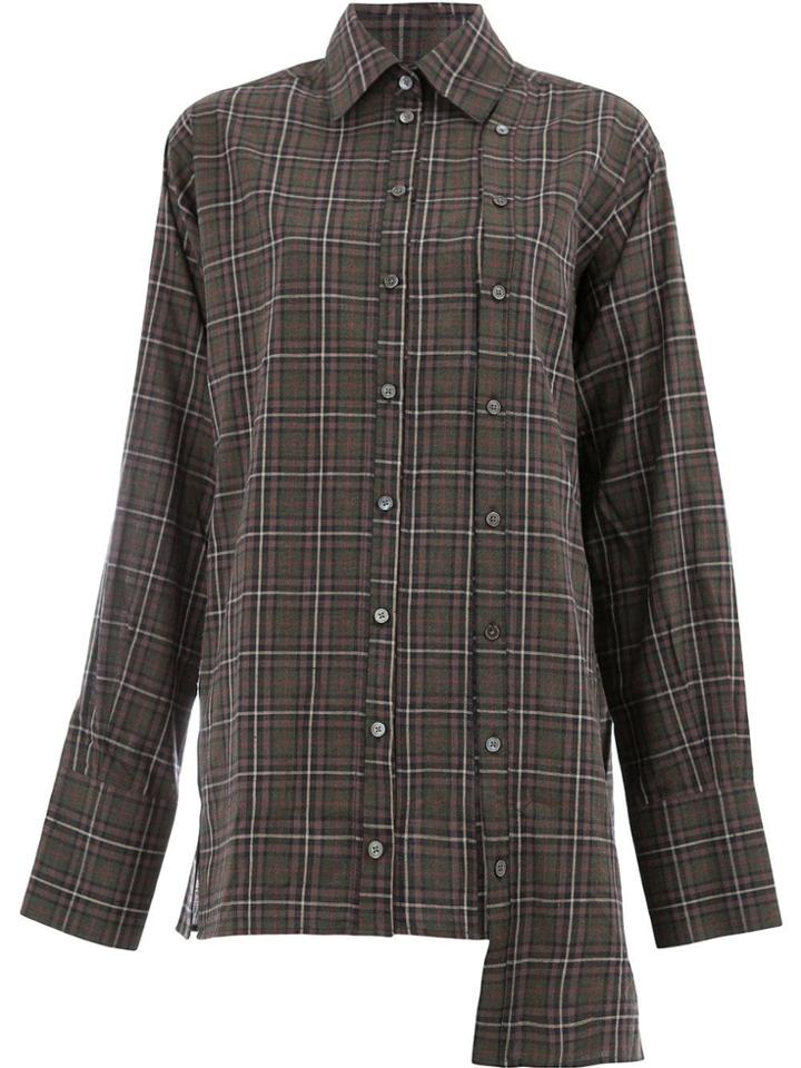 Rokh Checked Oversized Shirt - Green