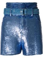 Iro Sequinned High-waisted Shorts - Blue
