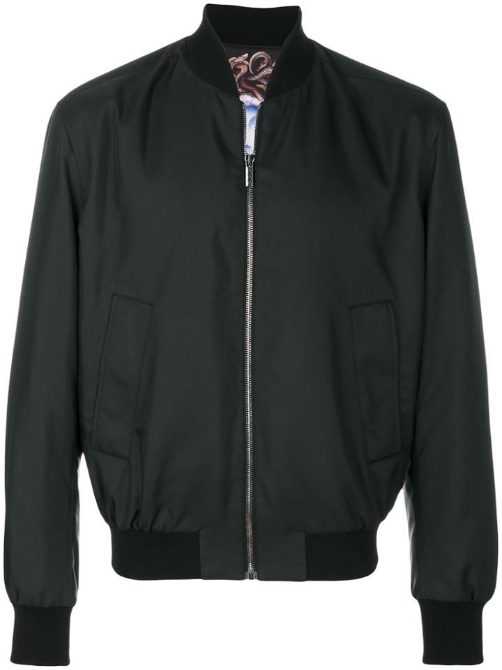 Versace Collarless Bomber Jacket - Black
