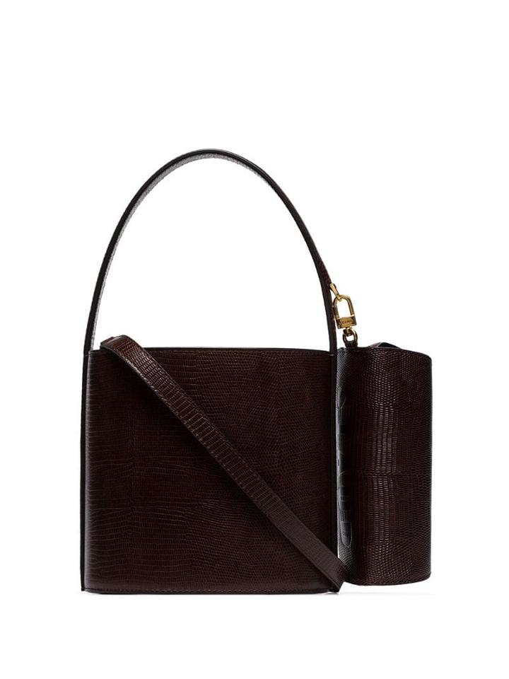 Staud Bisset Lizard-effect Bucket Bag - Brown