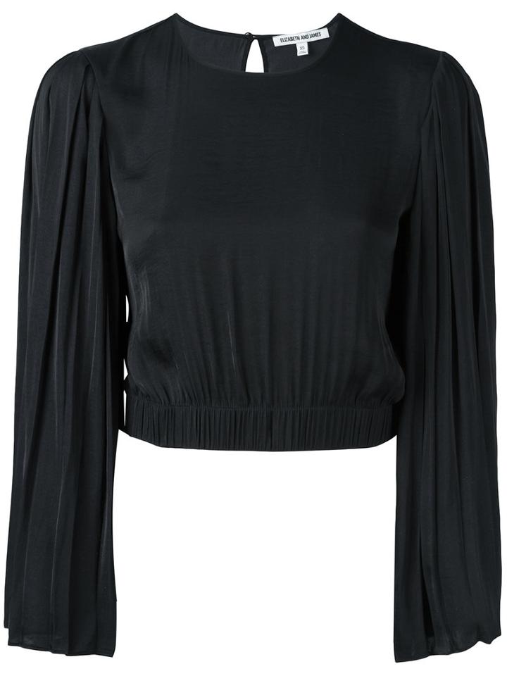 Elizabeth And James Pleated Sleeve Cropped Blouse, Women's, Size: Small, Black, Polyester