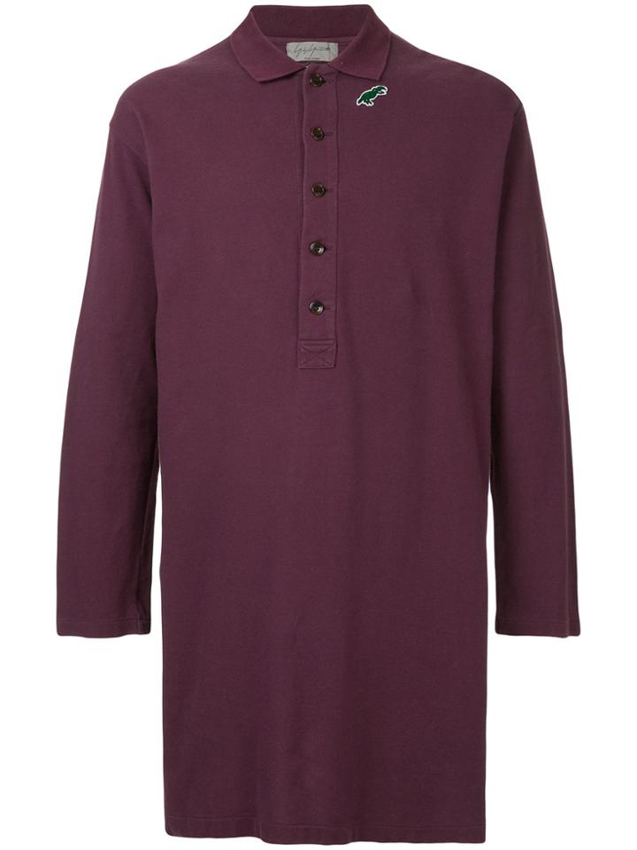 Yohji Yamamoto Vintage Longline Long-sleeve Polo Shirt - Pink & Purple