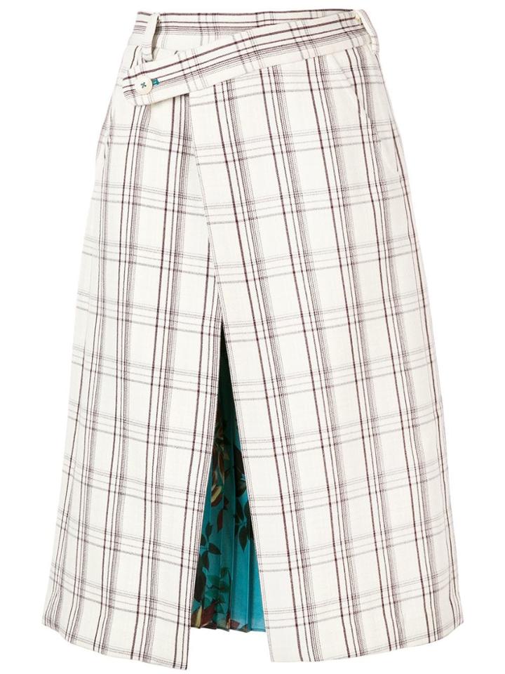 Snow Xue Gao Contrasting Panels Midi Skirt - White