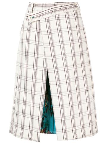 Snow Xue Gao Contrasting Panels Midi Skirt - White