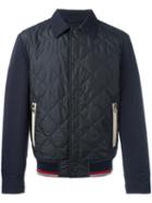 Salvatore Ferragamo Quilted Bomber Jacket, Men's, Size: 52, Blue, Polyester