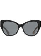 Burberry Vintage Check Detail Butterfly Frame Sunglasses - Black