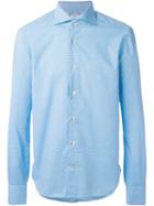 Kiton Spread Collar Shirt, Men's, Size: 40, Blue, Cotton