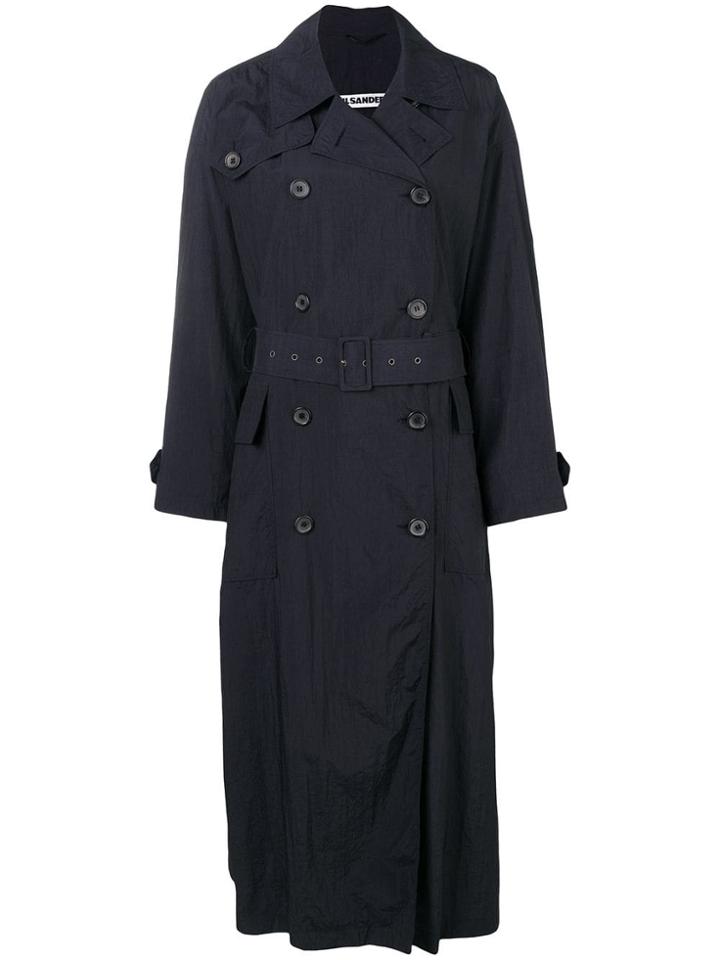 Jil Sander Vintage 1990's Long Trench Coat - Blue