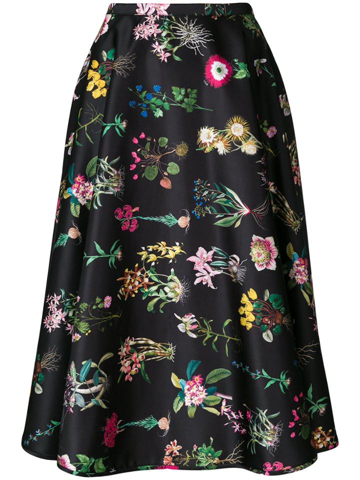 No21 Floral Print Midi Skirt - Black