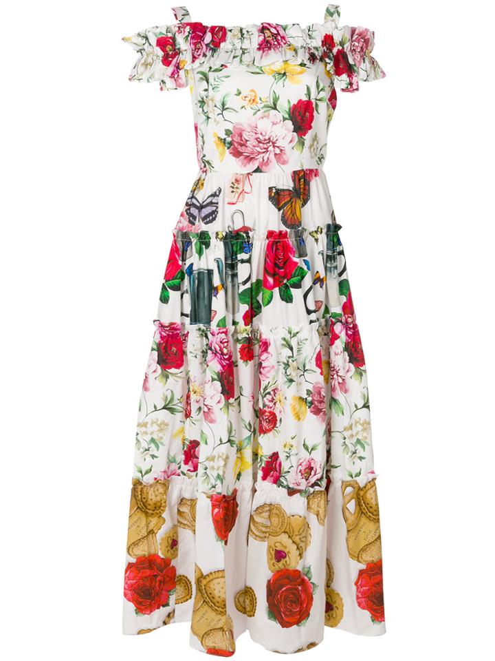 Dolce & Gabbana Multi Motif Print Maxi Dress - White