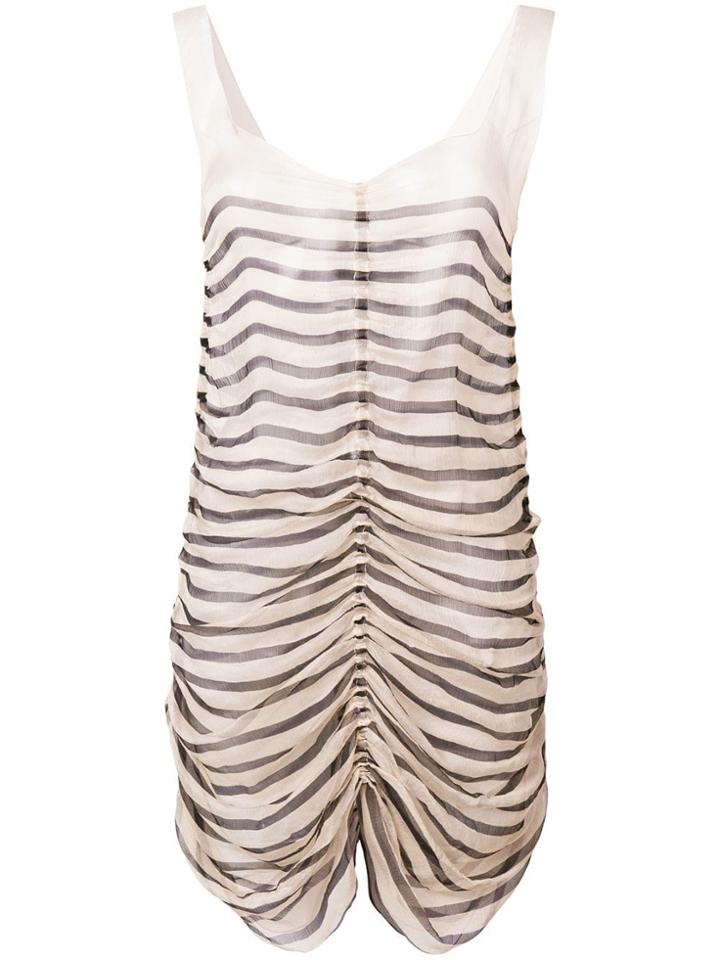 Jean Paul Gaultier Vintage Striped Draped Dress - Nude & Neutrals