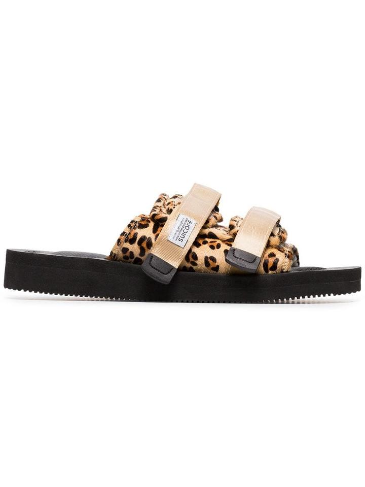 Suicoke Leopard Print Sheep Skin And Calf Hair Sandals - Neutrals