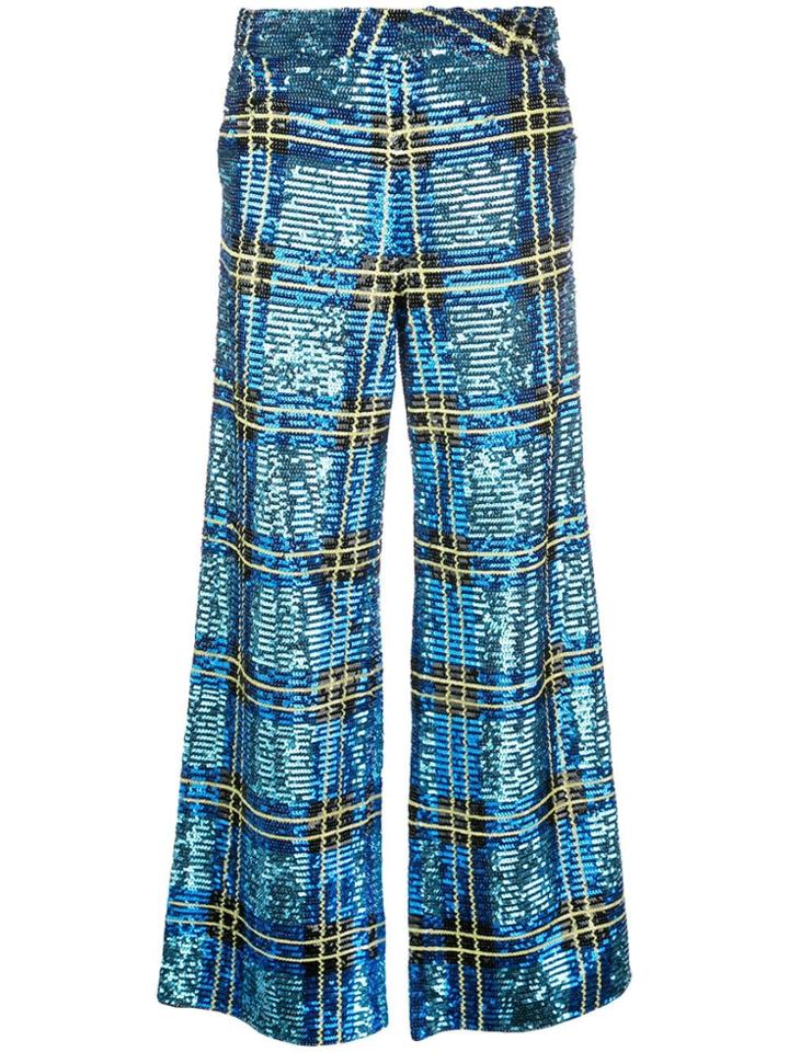 Ashish Checked Sequin Trousers - Blue