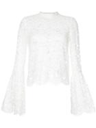 Aula Long Sleeved Lace Detail Top - White