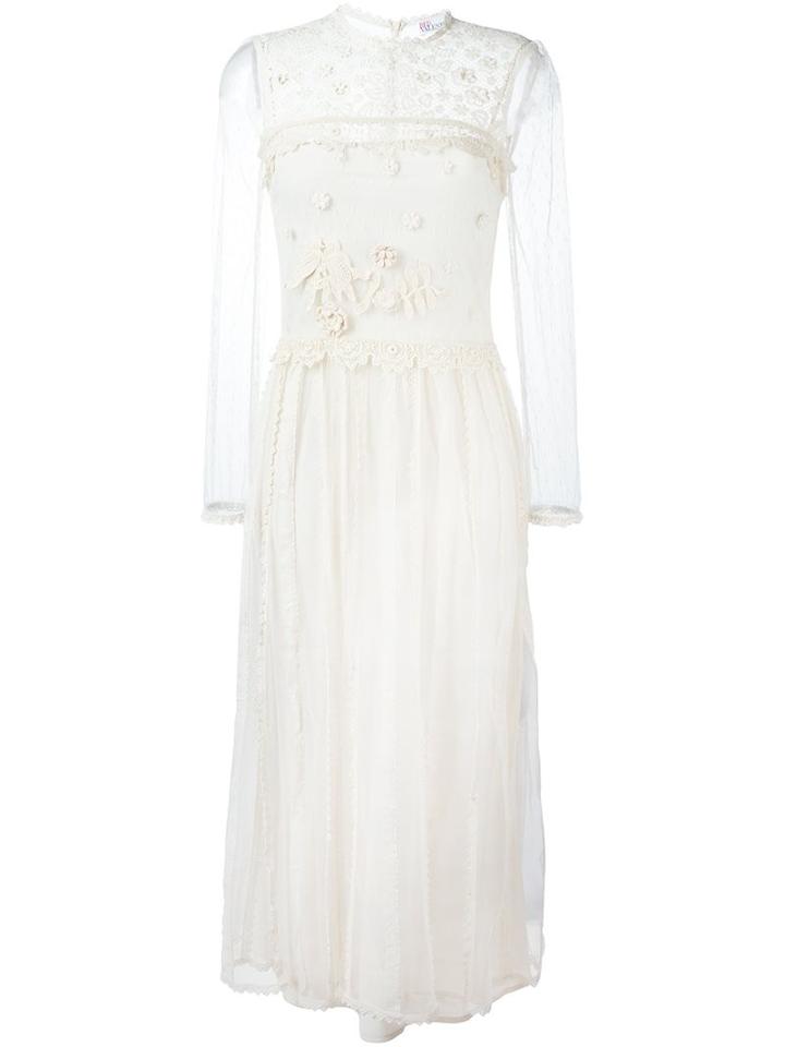 Red Valentino Lace Details Dress, Women's, Size: 40, Nude/neutrals, Polyester/cotton
