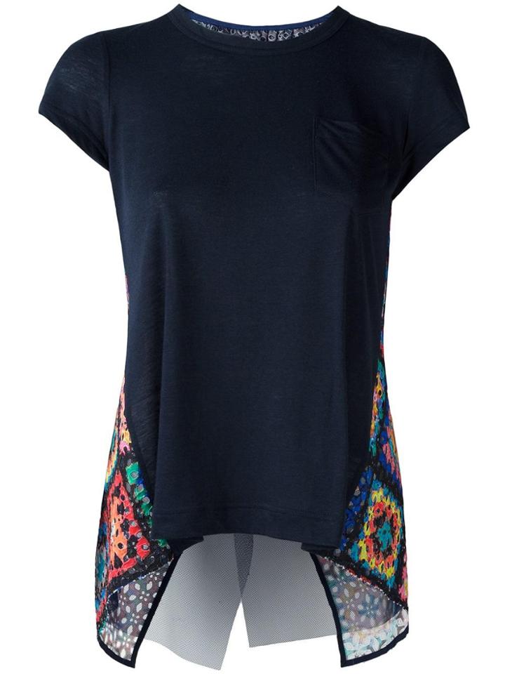 Sacai Crochet Insert T-shirt - Blue