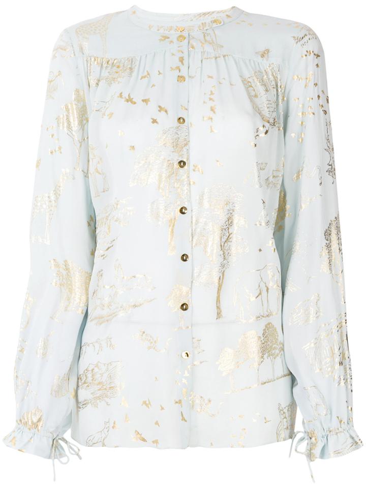 3.1 Phillip Lim Sheer Embroidered Blouse - Pink & Purple