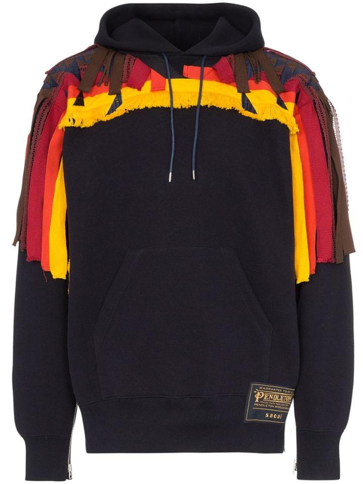 Sacai Sponge Fringe Embellished Hooded Jumper - 201 Multicoloured