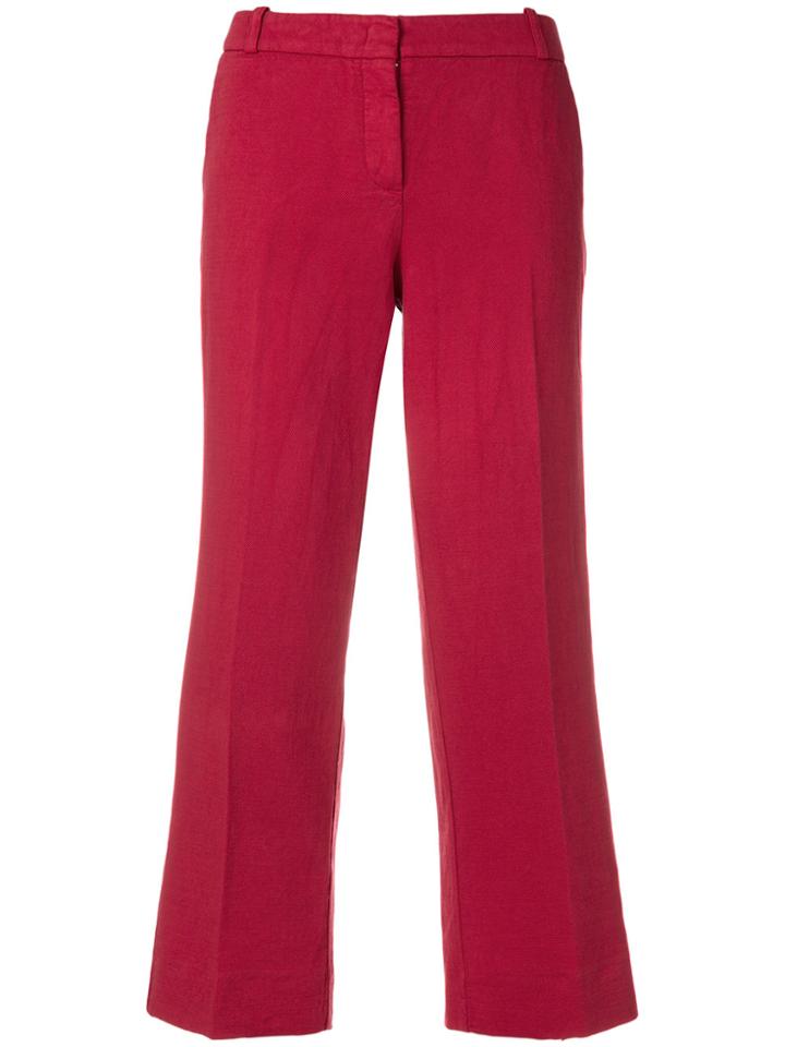 Kiltie Casual Cropped Trousers - Red