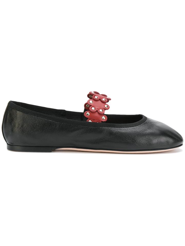 Red Valentino Strap Detail Ballerinas - Black