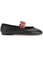 Red Valentino Strap Detail Ballerinas - Black