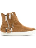 Whiteflags Buckle And Zip Hi-top Sneakers - Brown