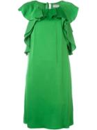 Lanvin Ruffled Shift Dress, Women's, Size: 40, Green, Viscose/acetate