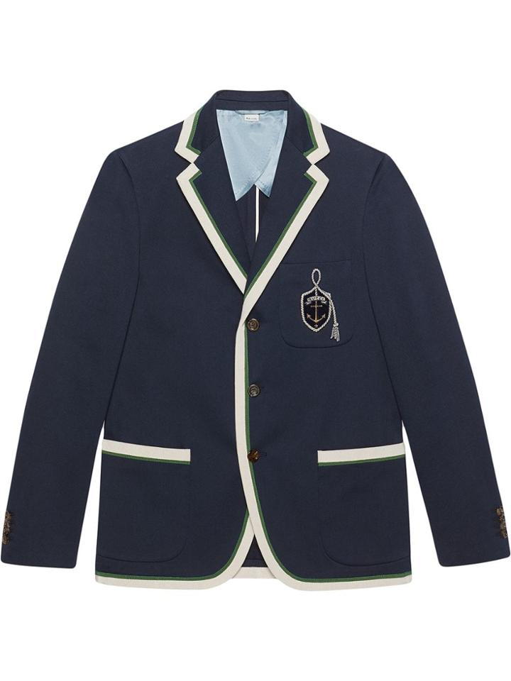 Gucci Blazer Anchor Crest Jacket - Blue