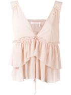 See By Chloé Layered Ruffle Blouse, Women's, Size: Medium, Pink/purple, Cotton/polyester