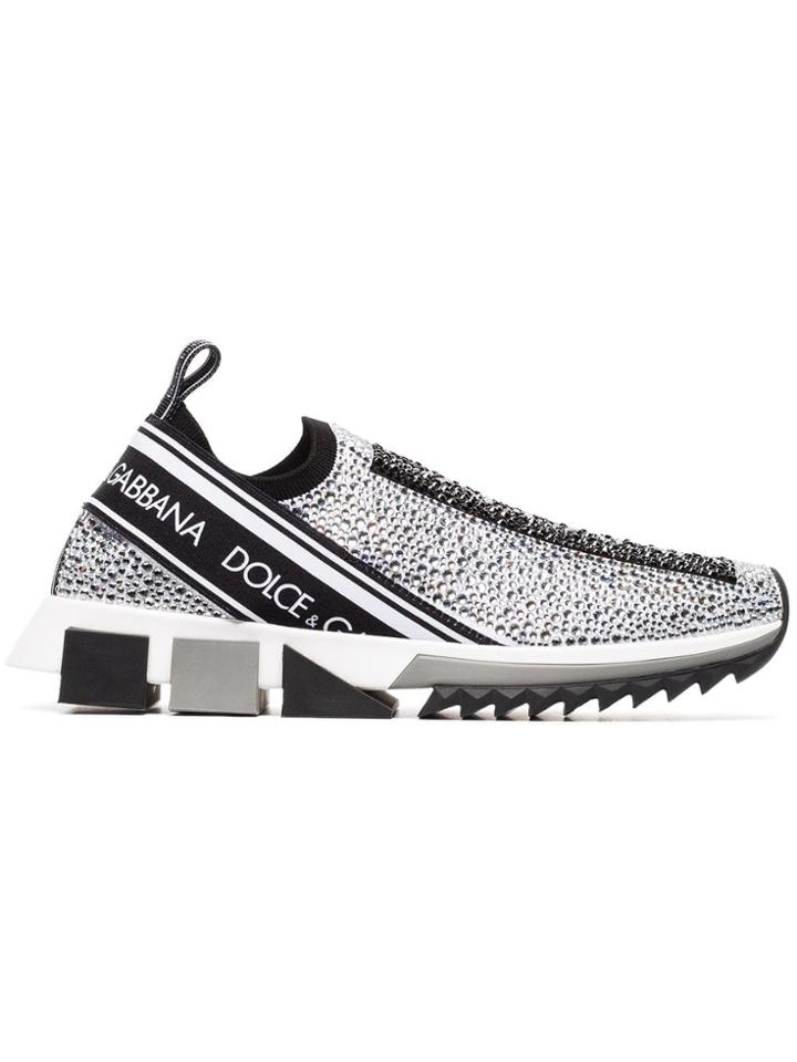 Dolce & Gabbana Crystal Embellished Sneakers - White