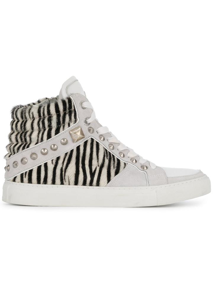 Zadig & Voltaire Zebra Print Hi-top Sneakers - White