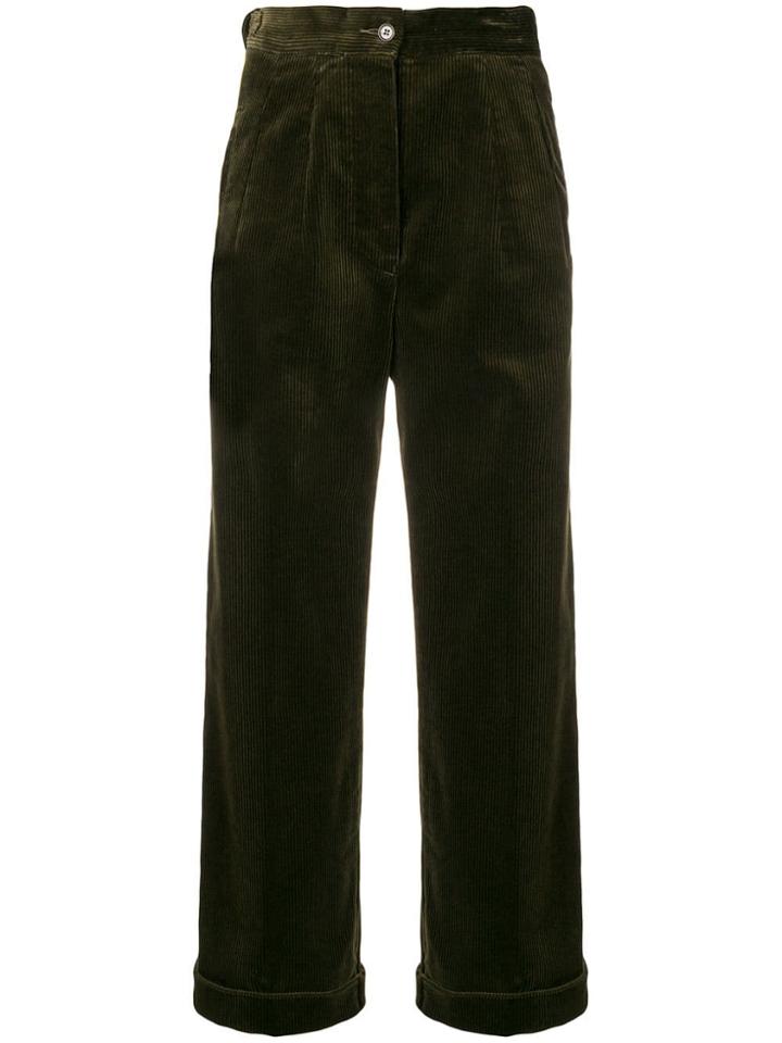 Aspesi Wide-leg Corduroy Trousers - Green