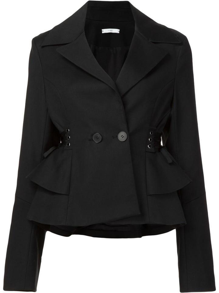 Tome Twill Laced Peplum Jacket - Black