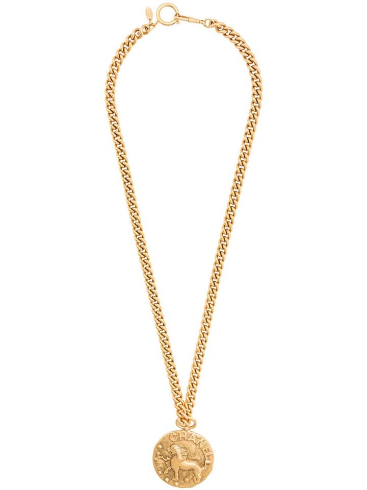 Chanel Pre-owned Lion Medallion Chain Necklace - Metallic