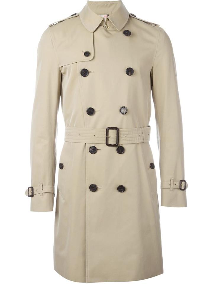 Burberry Double Breasted Gabardine Trench Coat, Men's, Size: 54, Nude/neutrals, Cotton/viscose