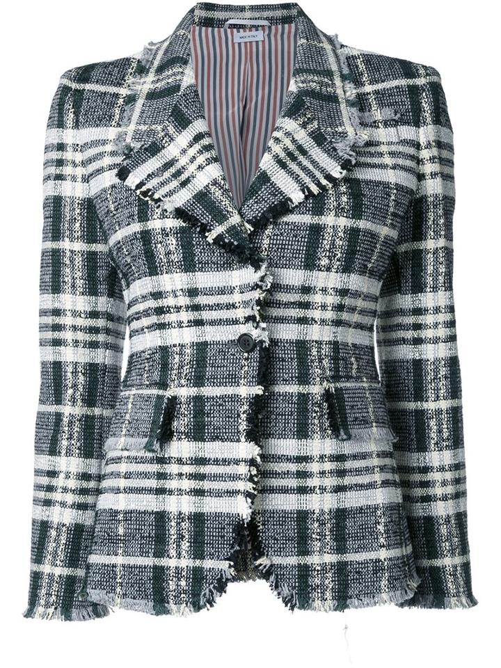 Thom Browne Frayed Edge Plaid Blazer