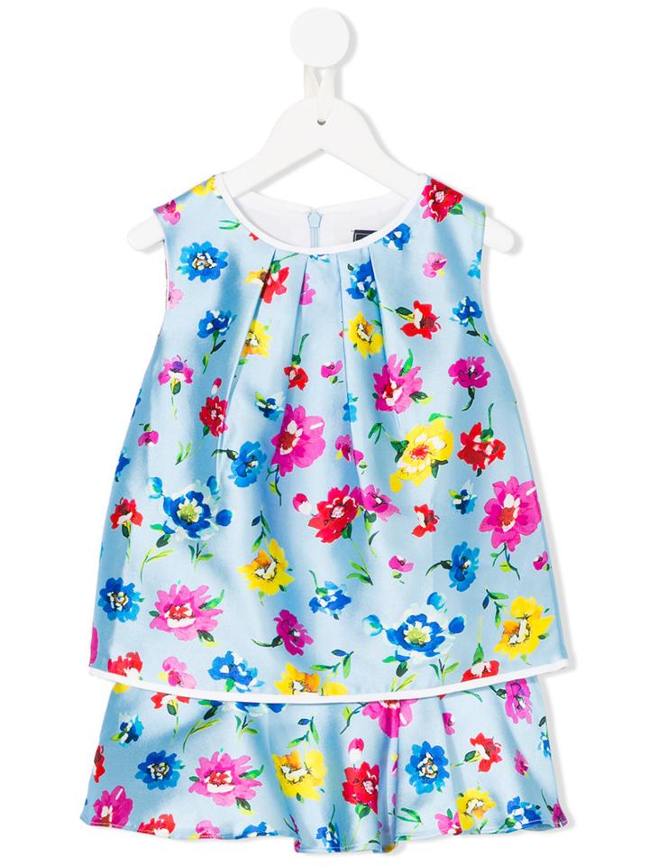 Oscar De La Renta Kids - Floral Print Dress - Kids - Silk/cotton/polyester - 2 Yrs, Blue