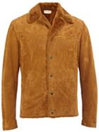Saint Laurent Peaked Lapel Bomber Jacket, Men's, Size: 52, Brown, Cotton/cupro/calf Suede/sheep Skin/shearling