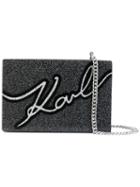 Karl Lagerfeld - Signature Glittery Crossbody Bag - Women - Pvc - One Size, Black, Pvc