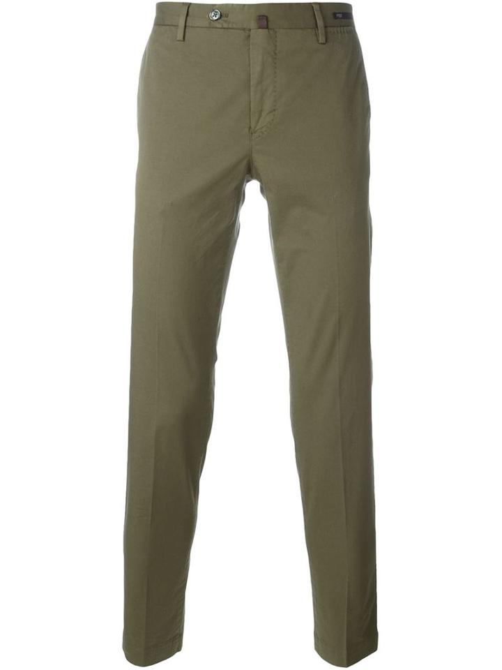 Pt01 Slim Chino Trousers, Men's, Size: 52, Green, Cotton/linen/flax/spandex/elastane