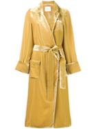 Racil - Belted Coat - Women - Silk/viscose - 36, Yellow/orange, Silk/viscose