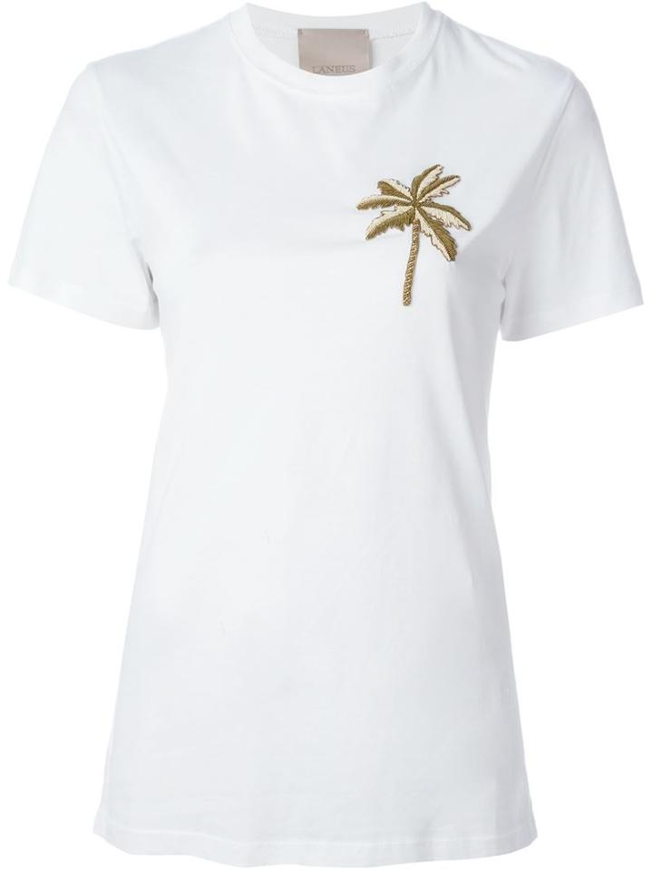 Laneus Embroidered Palm Tree Applique T-shirt